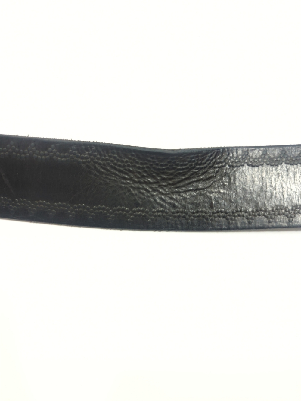 Fossil Black Leather Belt Unique Floral Design Square Distressed Buckle - Picture 7 of 8